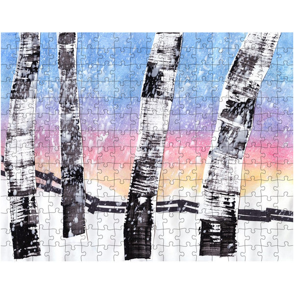 Birch Trees In Snow Puzzle