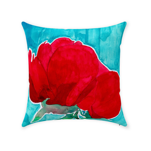 Red Flower Throw Pillow