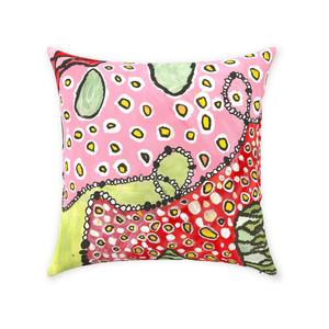 Pink & Green Abstract Throw Pillow