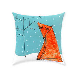 Snowy Fox Throw Pillow