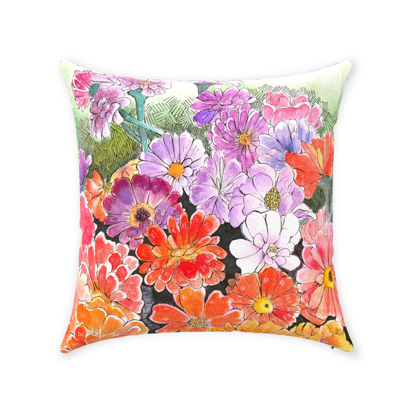 Impressionistic Flower Throw Pillow