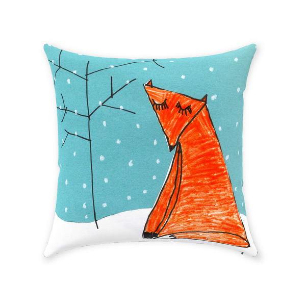 Snowy Fox Throw Pillow