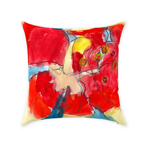 Red & Yellow Waterlily Throw Pillow