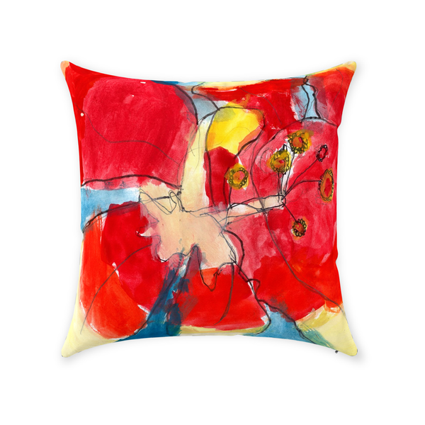 Red & Yellow Waterlily Throw Pillow