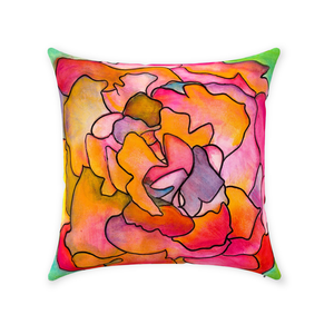 Pink & Green Flower Throw Pillow